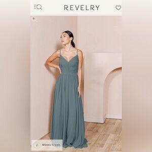 Revelry Penelope Chiffon Eucalyptus - Size 6 Petite Bridesmaid Dress